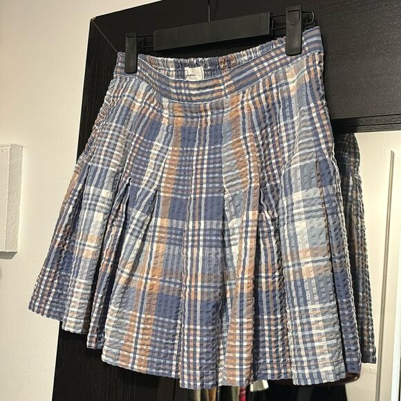 Preppy striped plaid skirt with elastic back - Picture 1 of 3